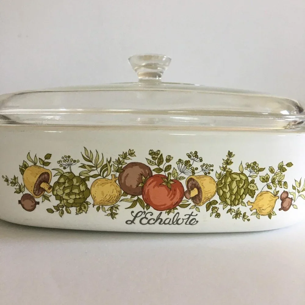 Vintage Corning Ware Spice of Life Baking Dish A-8-B with Lid - 1970s